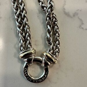David Yurman Classic Wheat Double Necklace in Sterling Silver & Gold